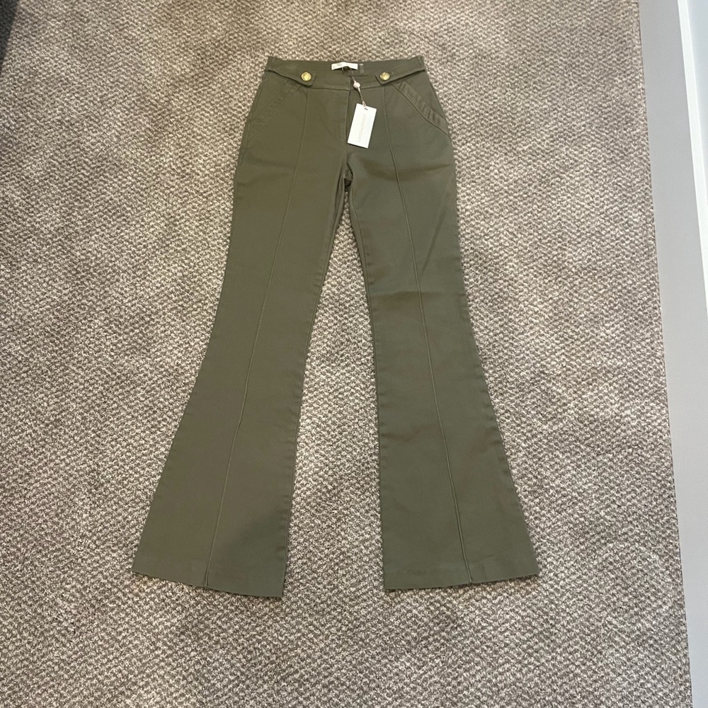 LoveShackFancy Olive Flare Jeans